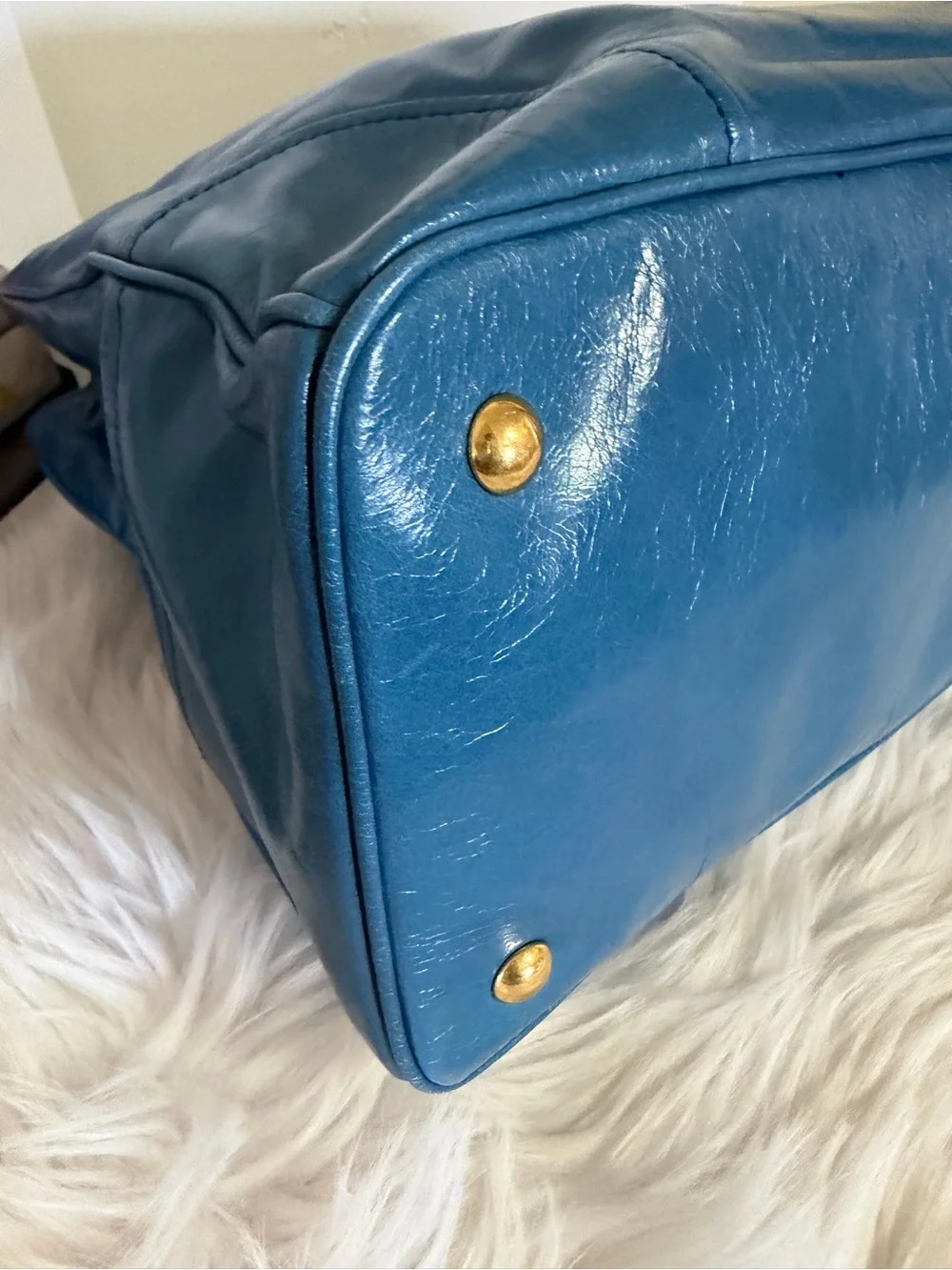 Miu Miu Blue Leather Top-Handle Bag